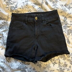 American Eagle Black High Rise Shortie Super Super Stretch Shorts